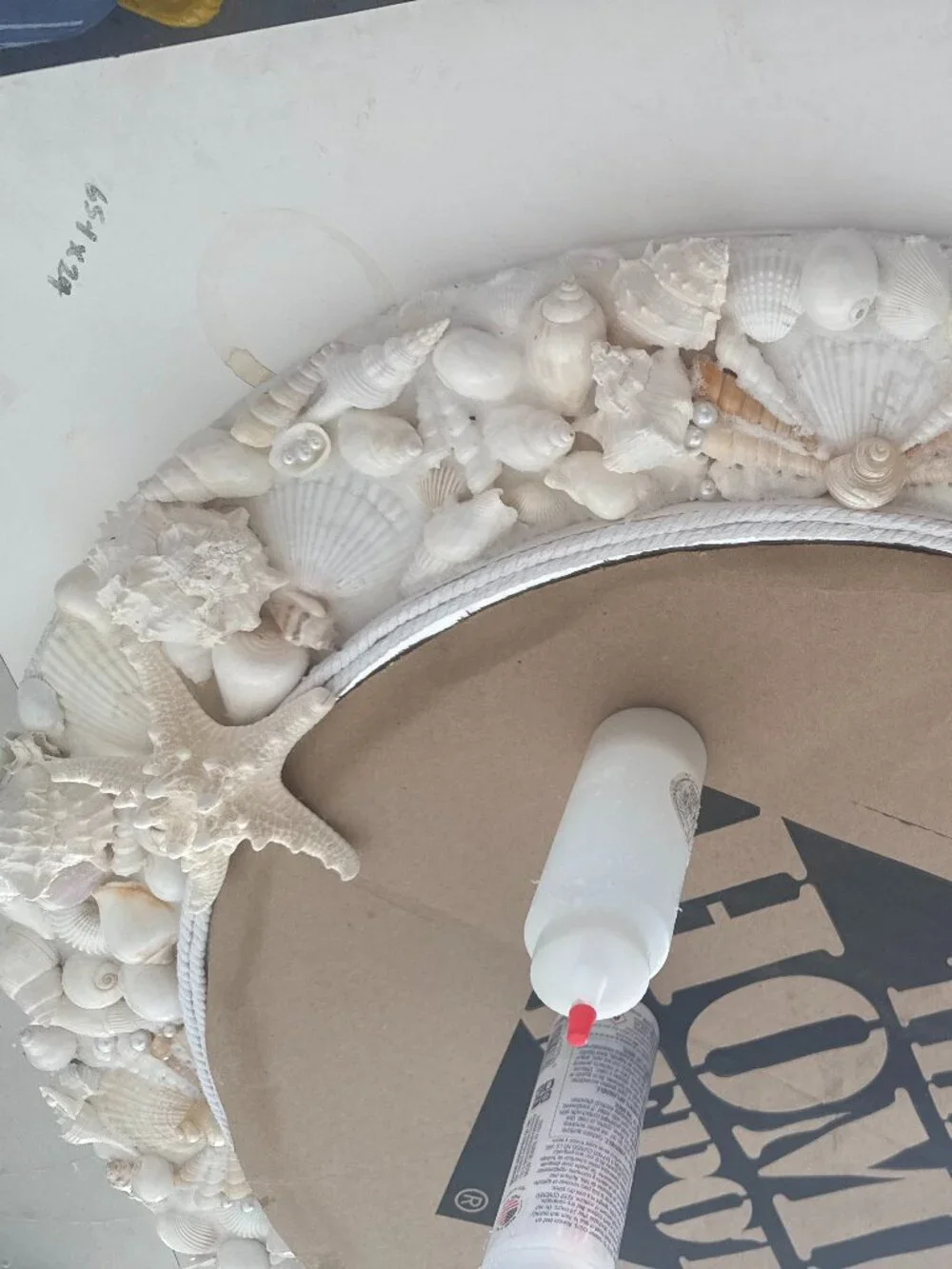 Handmade White Seashell Mirror — Coastal Boho Wall Decor